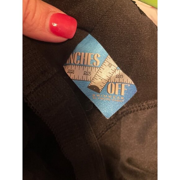 Inches Off Swimwear Black Green Blue Stripe Detail Tankini Top Sz 12 - Picture 4 of 7